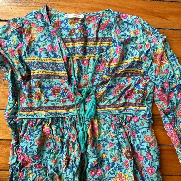 Boho Midi Dress, Teal - Picture 4 of 6